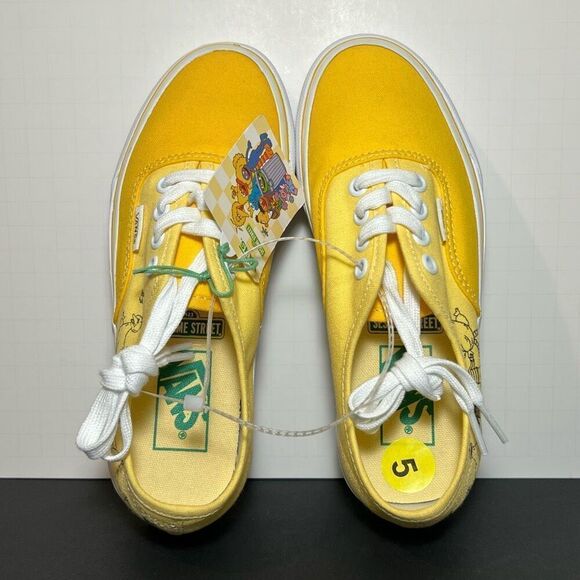 Womens VANS Authentic x Sesame Street Yellow Low Top Sneakers / Size 5 - Picture 5 of 8